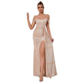 Women's Strapless Patchwork Sexy Evening Gown Ball Party