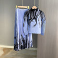 Fashion Elegant Printed Pleated Skirt 2-Piece Set