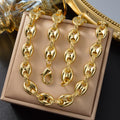 Western Hip-Hop Pig Nose Coffee Bean Return Pattern Spliced Chain Plated Versatile Retro Buttons Necklace Accessory Item