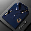 2025 summer pique ice mercerized cotton lapel men's casual short sleeve polo shirt men's embroidered