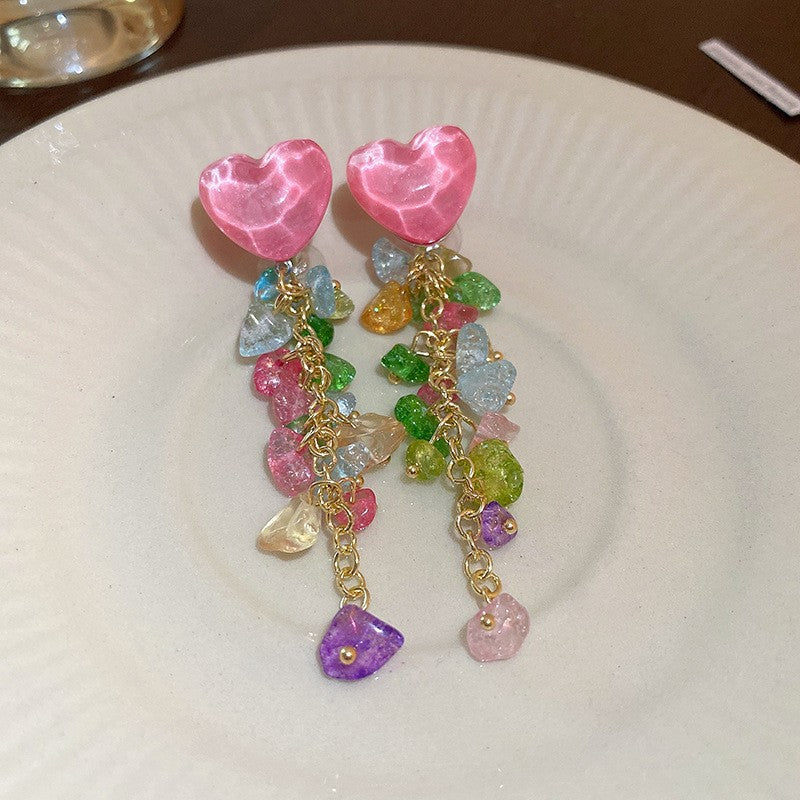 Pink Enamel Heart Huggie Hoop Earrings - view 8