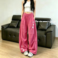 Summer Sporty Casual Striped Loose Elastic Wide Leg Pants + Pants