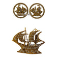 Vintage Earrings Vintage Statement Round Sailboat Heavy-Duty Alloy Stud Retro Creative Style Premium Niche Brooch