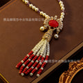 Cyan Island Accessory Height Stock Neo-Chinese Fringe Drop Necklace Jewelry Ancient Style Long Style Heavy-Duty Versatile Accessory Set