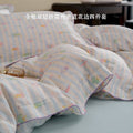 ins小清新全棉双层纱床上四件套密道花边纯棉被套床单学生宿舍