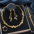 Overseas Accessory Fruitful Design Necklace Bracelet Set Ring Earrings New Fashionable Set Copper Gold Plated Accessory