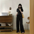 Summer Fashion Elegant Plus Size High Waist Wide Leg Pants + Top 2-Piece Set