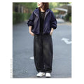 Women's Spring-Summer Vacation Casual Petite Loose Cropped Jacket + Top 2026 - Navy