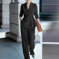 Fall Casual Fashion Tie-Front Pants + Top 2-Piece Set
