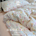 卡通碎花全棉双层纱四件套纯棉被套床单床笠款学生宿舍床上三件套