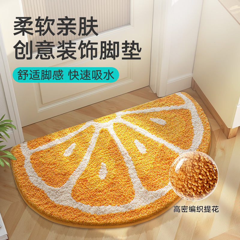 bathroom floor mat non-slip mat fruit creative flocking mat home bathroom door strong absorbent carp