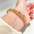 Western New Exquisite Niche Cubic Zirconia Bangle Light Luxury Premium Bride Banquet Birthday Silver Apricot Leaves Hand Jewelry Wholesale