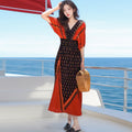 Women's Summer Chinese French Short Sleeve V-Neck Printed Dress + Skirt 2026 - 1-1#