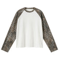 ARTIE Unisex American Retro Leopard Print Cropped Slim Fit Raglan Puff Sleeve T-Shirt