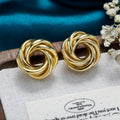 Overseas Pro Supply Dubai 18k Gold Plated Twist Rotation Earrings Pendant Set Bead Gem Stud Hip-Hop