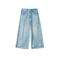 Summer Retro Slimming Petite High Waist Loose Straight Leg Wide Leg Pants + Pants