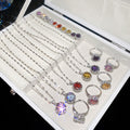 King Royal of Heart Mini Set Color Gem Jewelry Set Light Luxury Niche Clavicle Chain Wedding Banquet Clear Cold Party Necklace
