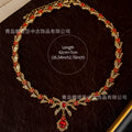 Vintage Accessory Premium vintage Set Inlay Elegant Pendant Necklace Women Fashionable Elegant Light Luxury Necklace Accessory