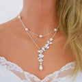 EU/US Import Amazon Straight Sale Silver Plated Metal Flower Pearl Necklace Teardrop Multi-Layer Choker N6368