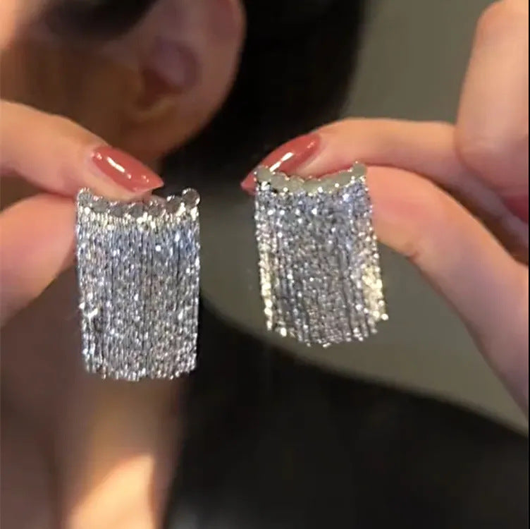 Silver-Tone Leaf Tassel Drop Earrings - view 2