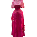Slimming Plus Size Pleated Skirt + Long Skirt + Top 2-Piece Set