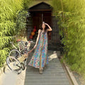 French Retro Floral Camisole Beach Long Dress