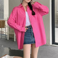 Women's Summer Casual Elegant Long Sleeve Loose Shirt 2026 | Casual Shirt - Rose Red