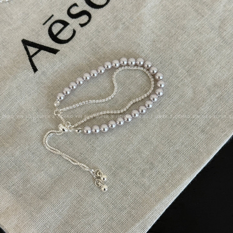French Zircon Pearl Link Bracelet - view 7