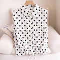 Women's Summer French Luxury Sleeveless Lapel Collar Tie-Front Waist-Tie Shirt 2026 - White