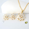 New Import Korean Influencer Live Bestseller Copper Set Colorful Cubic Zirconia Flower Pendant Necklace Fashionable OL Set