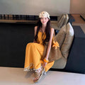 Women's Vacation Relaxed Loose Dress + Camisole + Skirt + Long Skirt 2026 - Yellow