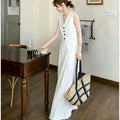 Summer French Elegant Linen Sleeveless Loose Pants + Top 2-Piece Set
