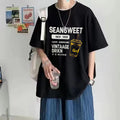 大码短袖t恤男生2025新款夏季外贸美式潮牌白色青少年宽松半袖衫