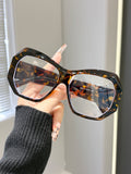 Asymmetric Big Frame Plano Face-Slimming New Overseas Influencer Bare Face Street Snap Wear Jewelry Blue-Light Glasses Frame