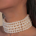 French Swarovski Multi-Layer Size Pearl Clavicle Chain Women Overseas Light Luxury Simple Korea Retro Layered Choker Necklace