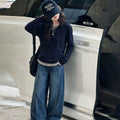 Girls' Faux Layered Hoodie & Jeans Set - Korean Style