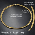 Western Fashionable Handmade Chain Necklace Bracelet Set Gold Retro Simple Twist Grain Daily Versatile Necklace