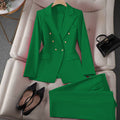 Women's Fall Korean Retro Fitted Jacket + Pants + Top Set 2026 - Emerald