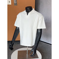 Mens V-Neck Short Sleeve T-Shirt - Retro High Street Fashion Solid Color Top