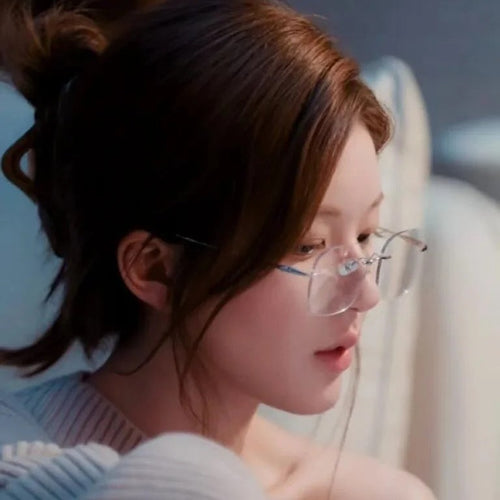 Xu Yan Style of 8978WK Ultra-Light Pure Titanium Rimless Blue-Light Glasses Si Pattern Cool Unisex Frame