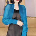 Women's Summer Korean Fashion Knit Long Sleeve Hollow-Out Sun-Protection Lightweight - Coffee Hollow Out Shawl