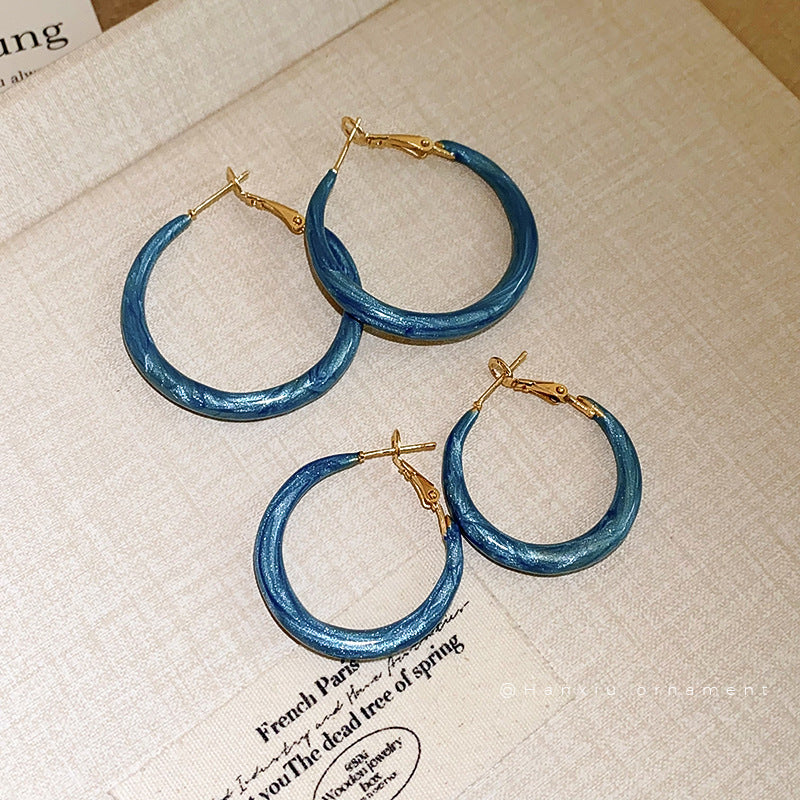 Enamel Ombre Circle Hoop Earrings - view 2