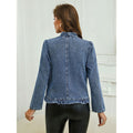 Women's Fall Ruffle Fitted Jacket 2026 | Trendy Jacket - Blue