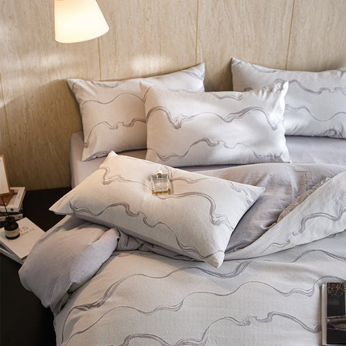 100% Cotton Washed Jacquard 4-Piece Bedding Set – Breathable Everyday Comfort