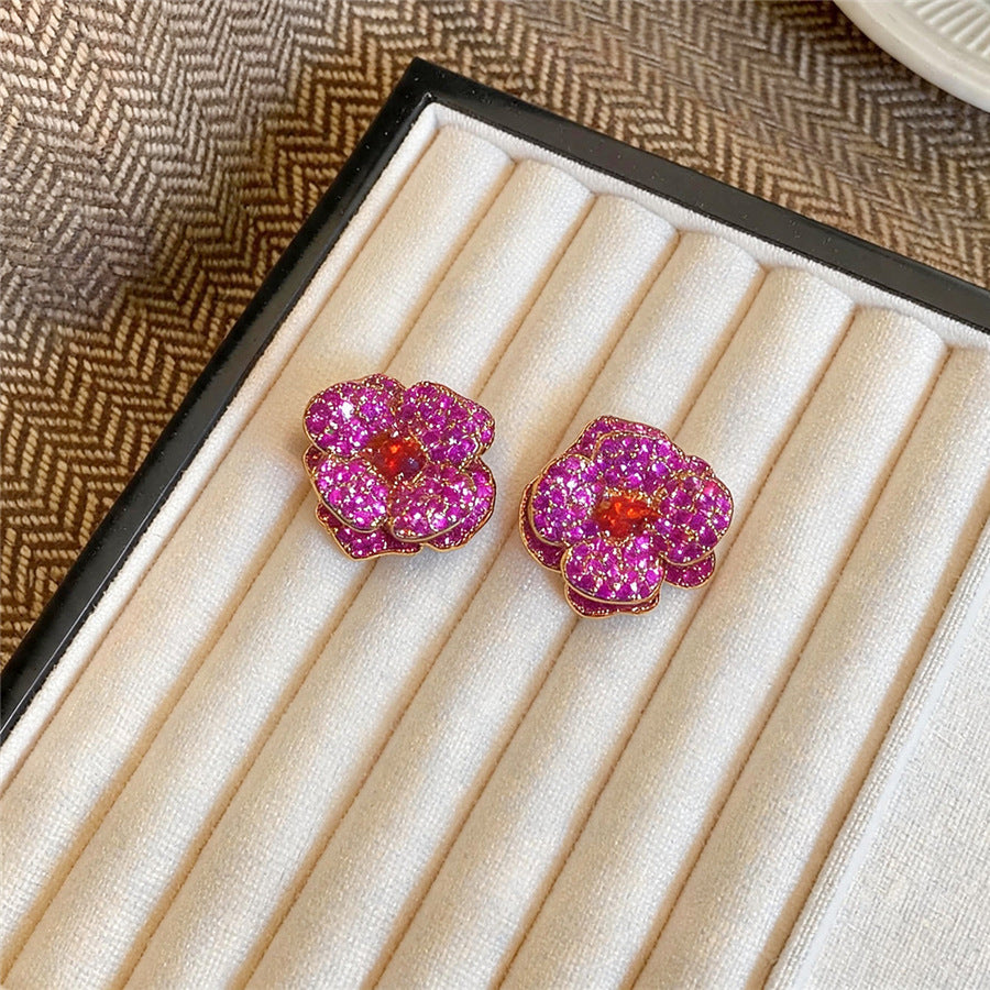 Vintage Zircon Flower Stud Earrings - view 6
