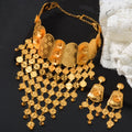India Dubai Statement Accessory Bride Wedding Four Leaf Clover Net Form Fringe Necklace Earrings Set Middle East Jewelry
