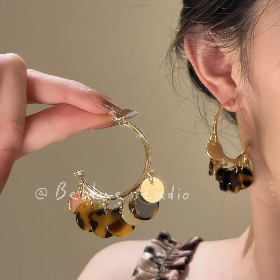 Vintage Leopard Print Flower Stud Earrings - view 7