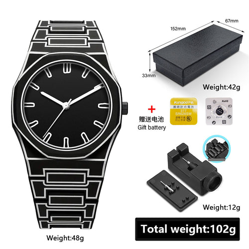 Overseas Wholesale Octagon Mens Watch Creative Artistic Line Premium Unisex Waterproof Resin Gel Quartz Watch