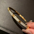 New Starry Sky Bead Edge Solo Row Crystal Bangle Women Thick 18k Gold Slim Cut Full Diamond Bracelet Starry Sky Hand Jewelry Wholesale