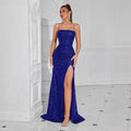 Women's Strapless Spaghetti Strap Sequin Slim Fit Classic Premium Socialite E...